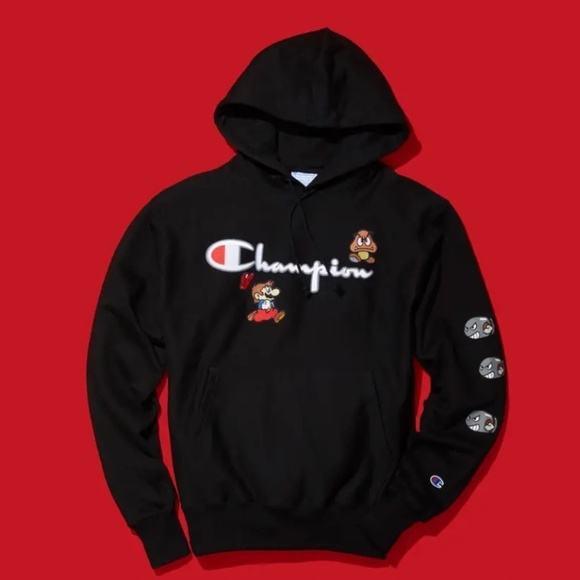 Champion x Super Mario Bros Black Reverse Weave Hoodie - Picture 2 of 10